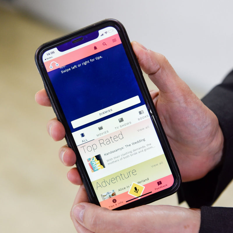describeAT app interface showing the listening and sync features